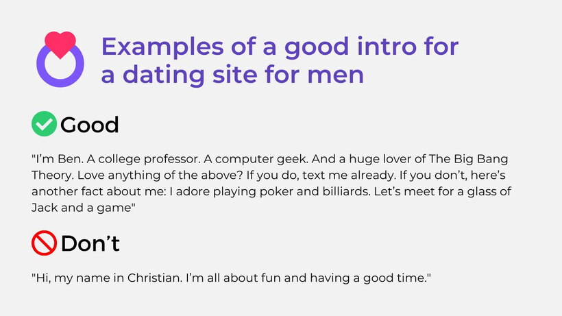 Dating profile examples for men