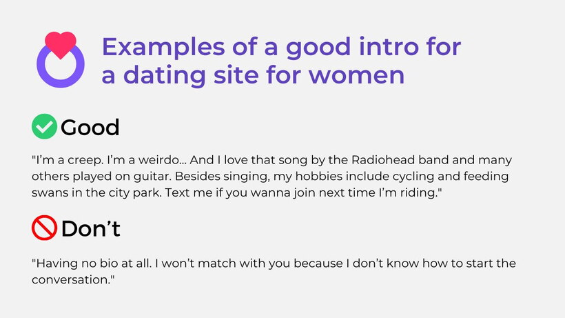 Dating profile examples for women