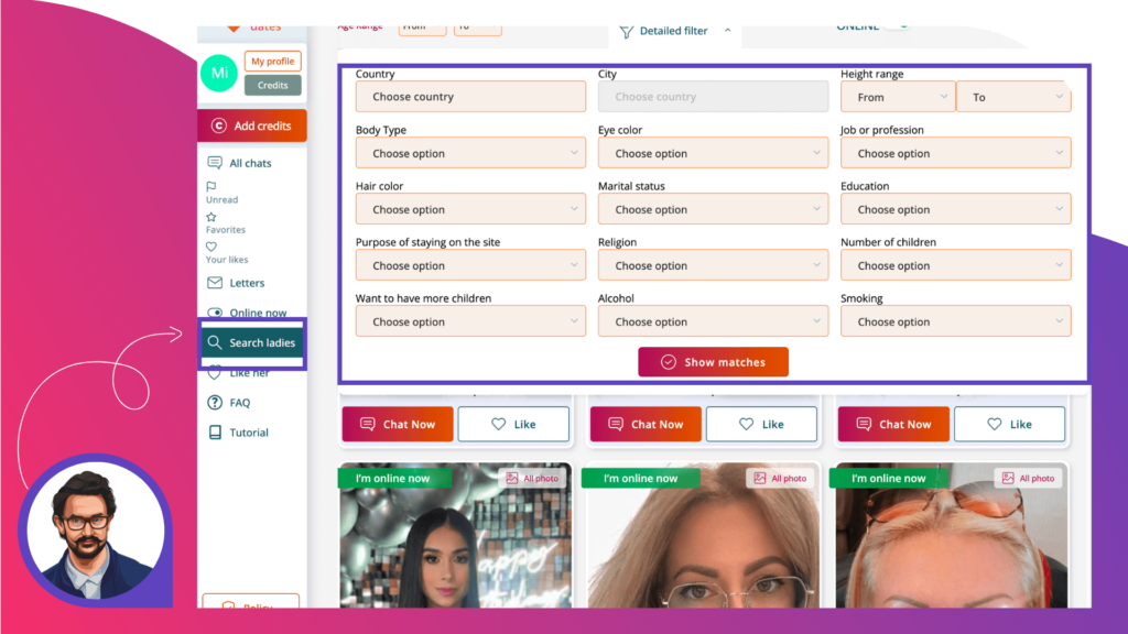 Search and filters | Source: MySpecialDates.com.com